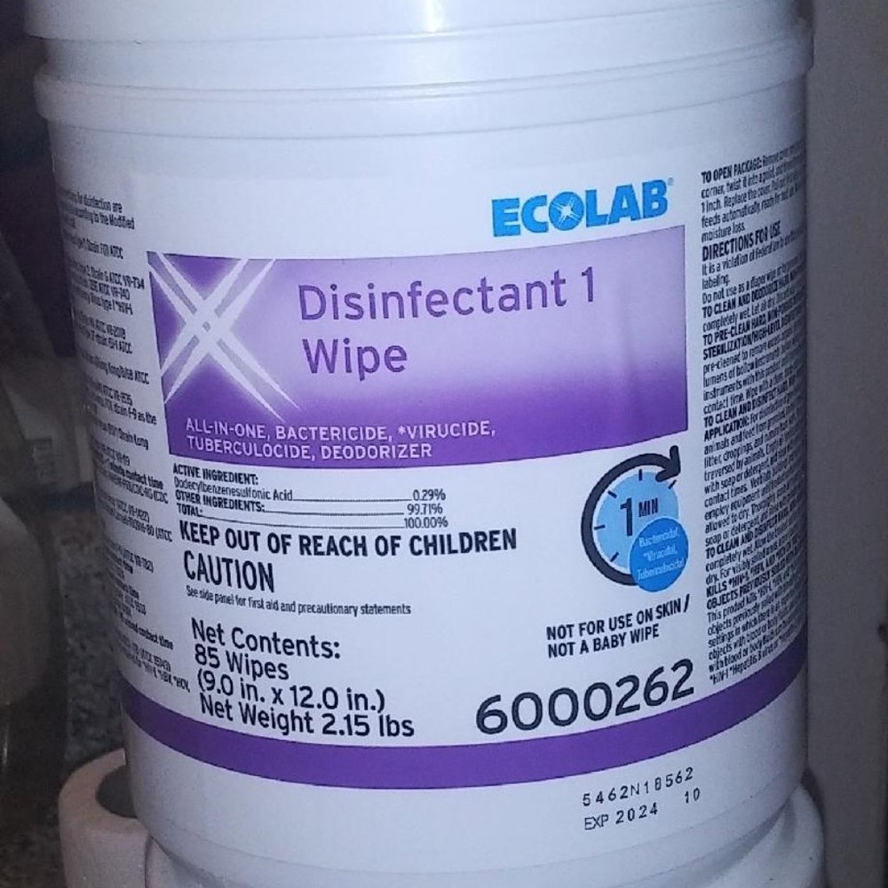 ECOLAB DISINFECTANT 1 WIPES. PANDEMIC OUTBREAK GERM KILLER. HUGE PRICE CUT.